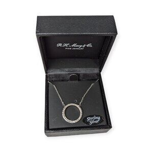 NWT RH Macy & Co Bridge Diamond Circle Pendant 925 Sterling Silver 1/4 CT